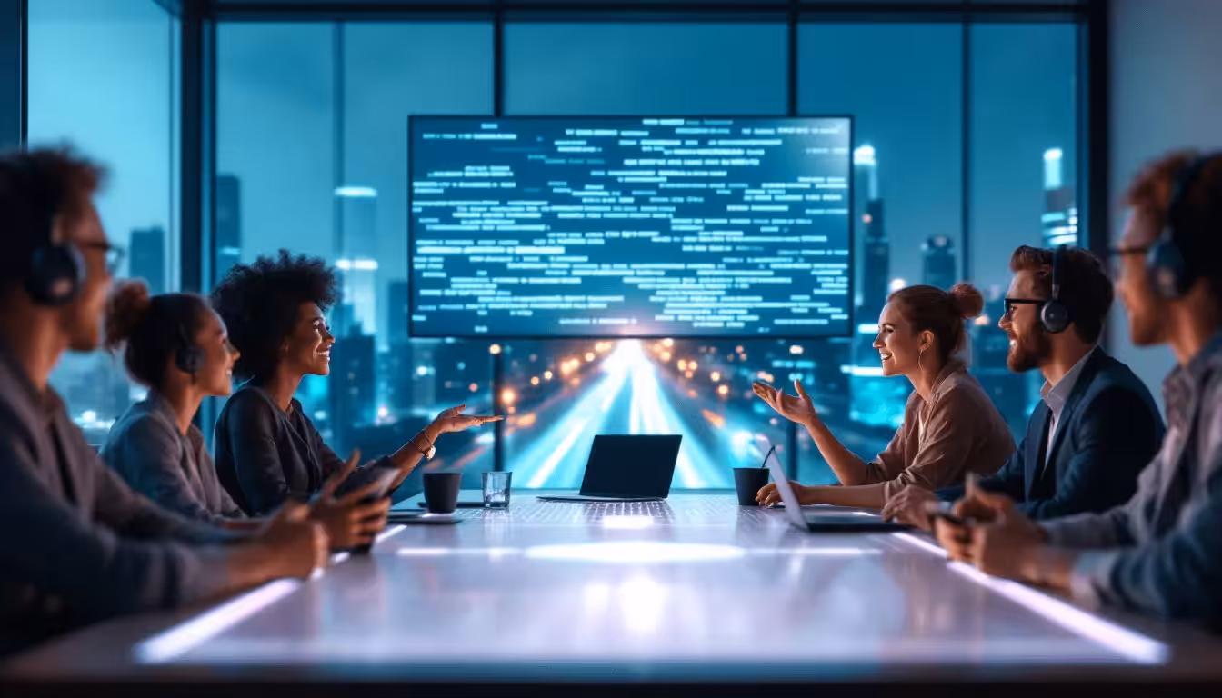 A professional meeting discussing the benefits of hiring dedicated backend developers.