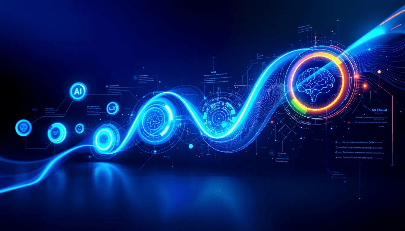 A futuristic concept of AI development trends and innovations.