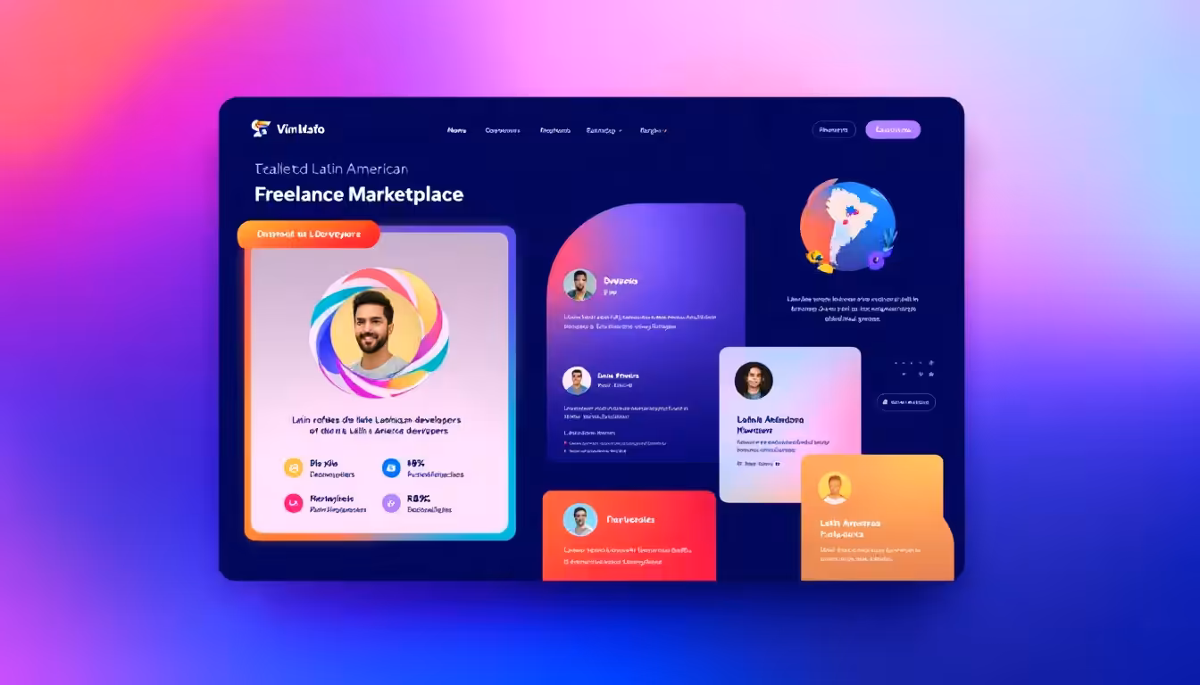 A screenshot of a freelance marketplace showcasing profiles of LatAm developers.