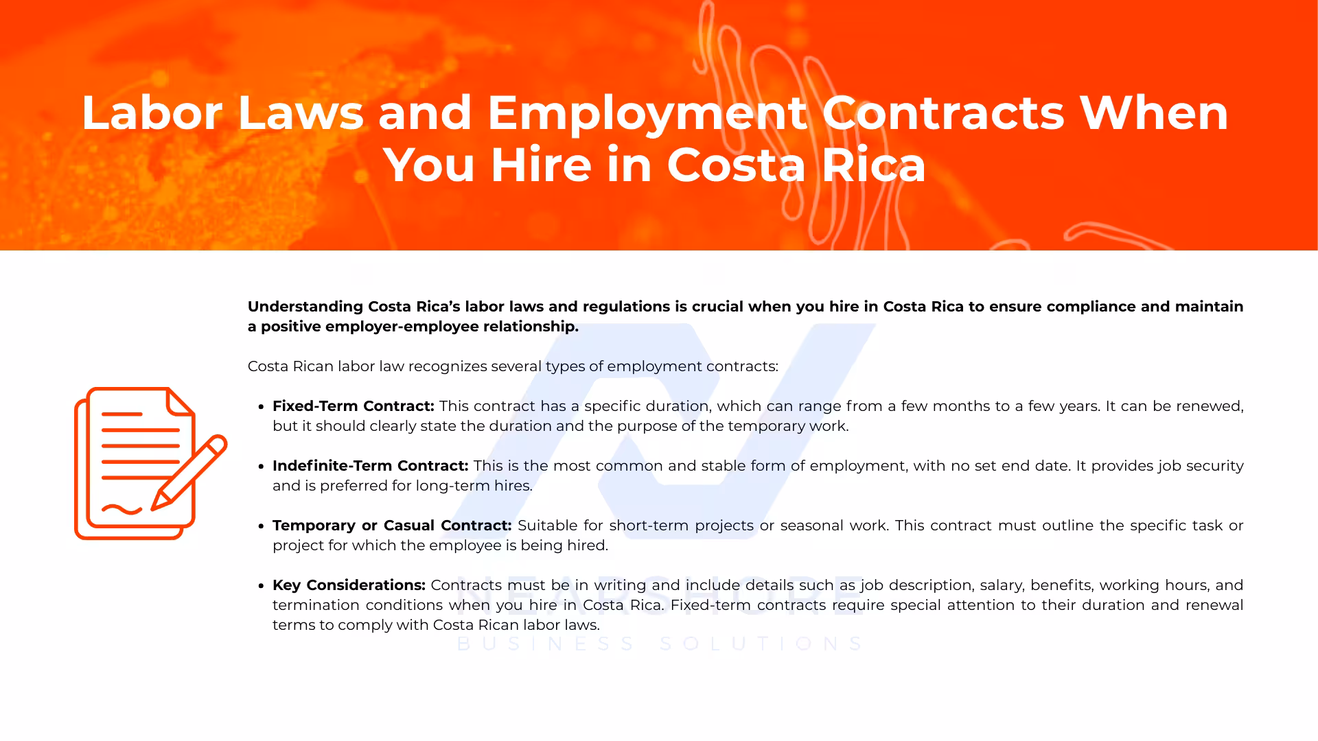 Labor laws and employment contract types when you hire in Costa Rica